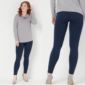 SPANX Look at Me‎ Now High Waisted Seamless Leggings Port Navy size Large